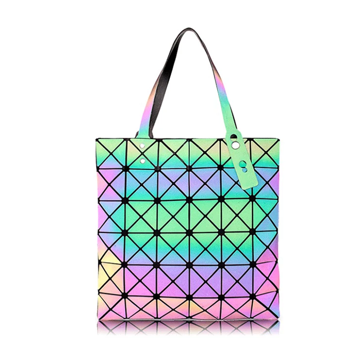 Women Tote Bag  Large Vintage Shoulder  Flash Reflective Luxury Geometric Handbag