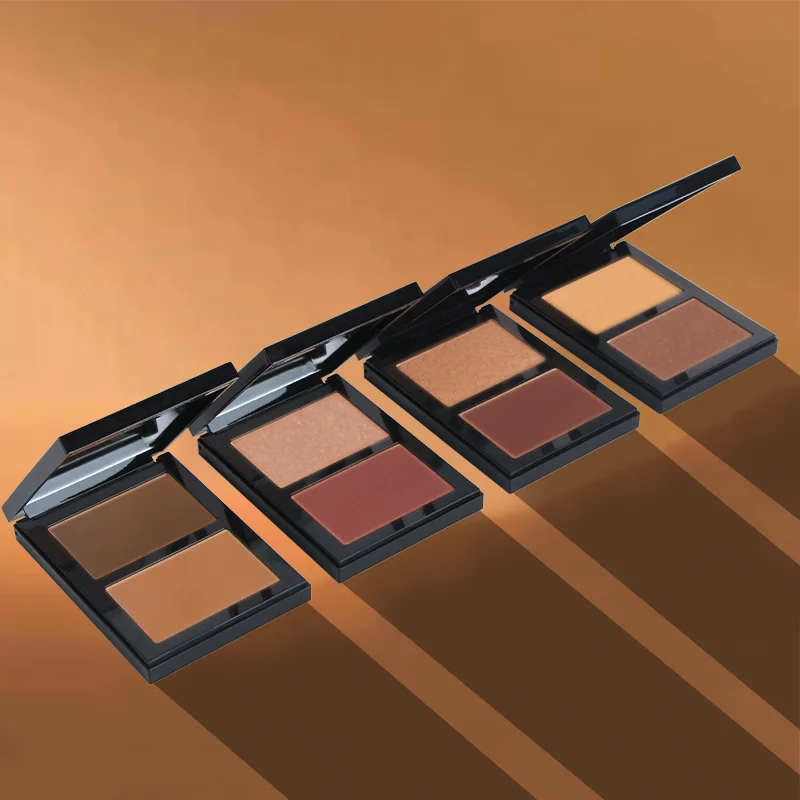 Wholesale double color face bronzer makeup private label sunglow bronzer powder cream contour palette