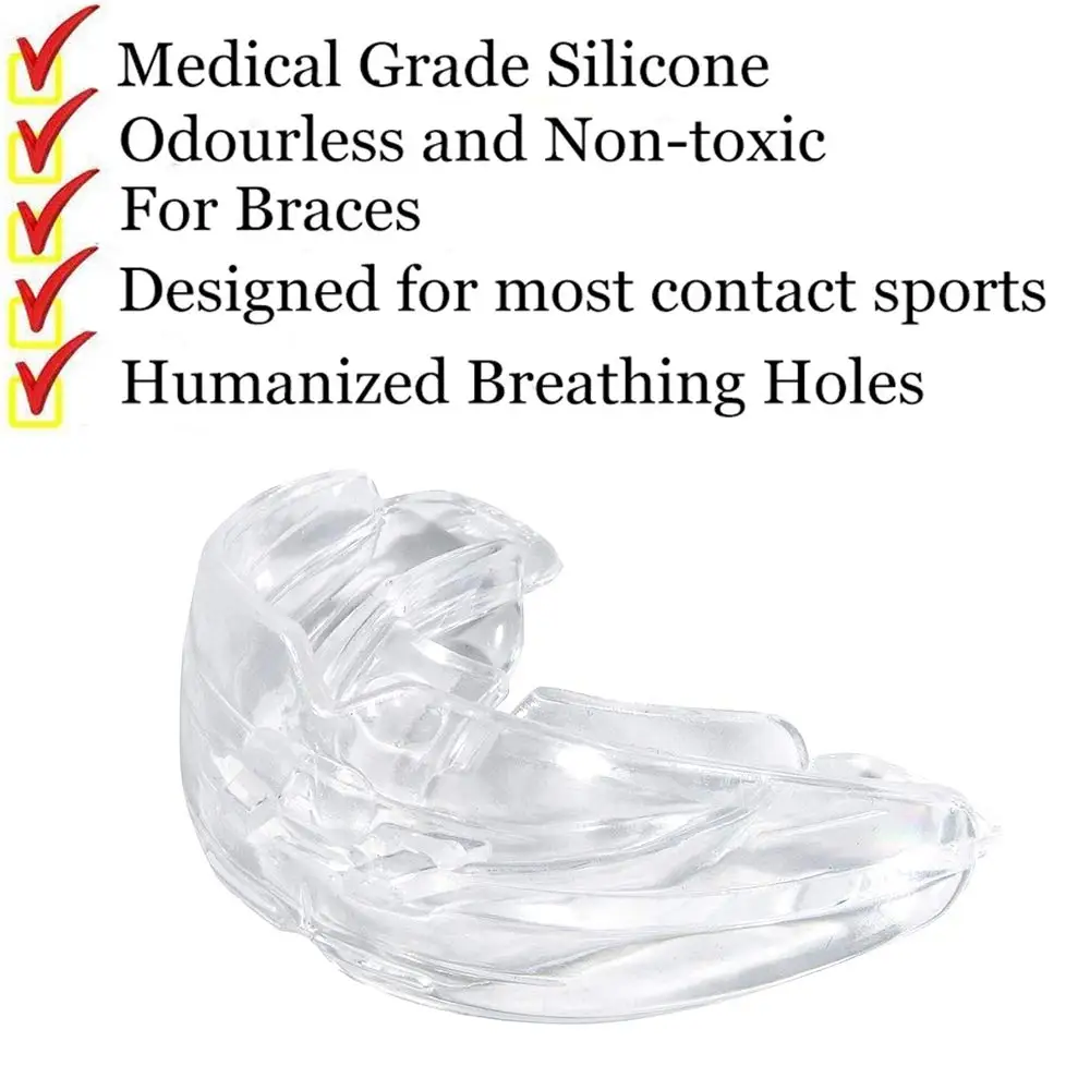 Mouthguard Sports Protection, Quality Teeth Protection / Double Braces Mouth Guard / No Boiling Required, Football Mouth Guard