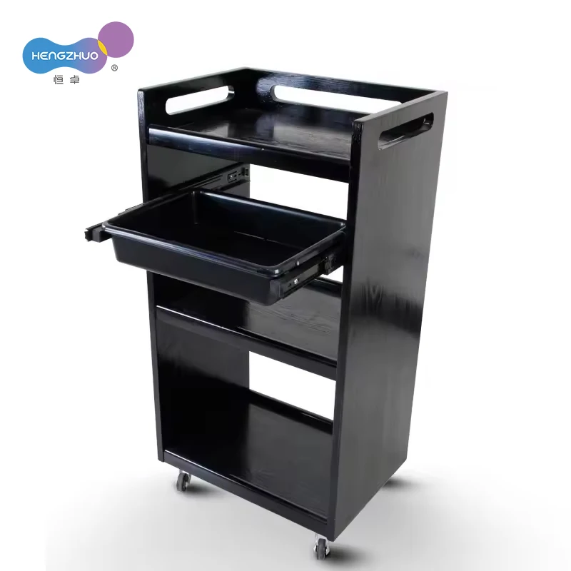 Salon Nail Trolley Cart for Hairdressing Tools Collecting Drawer Wood Paint Salon Furniture Storage Wooden Cart Wood Hair Spa