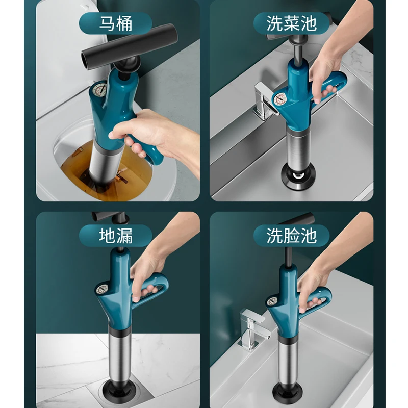 Household High Pressure Manual Snake Pipe Drain Cleaner Toilet Unblocked Plunger Mini Toilet Pumper Pipe Unblocker