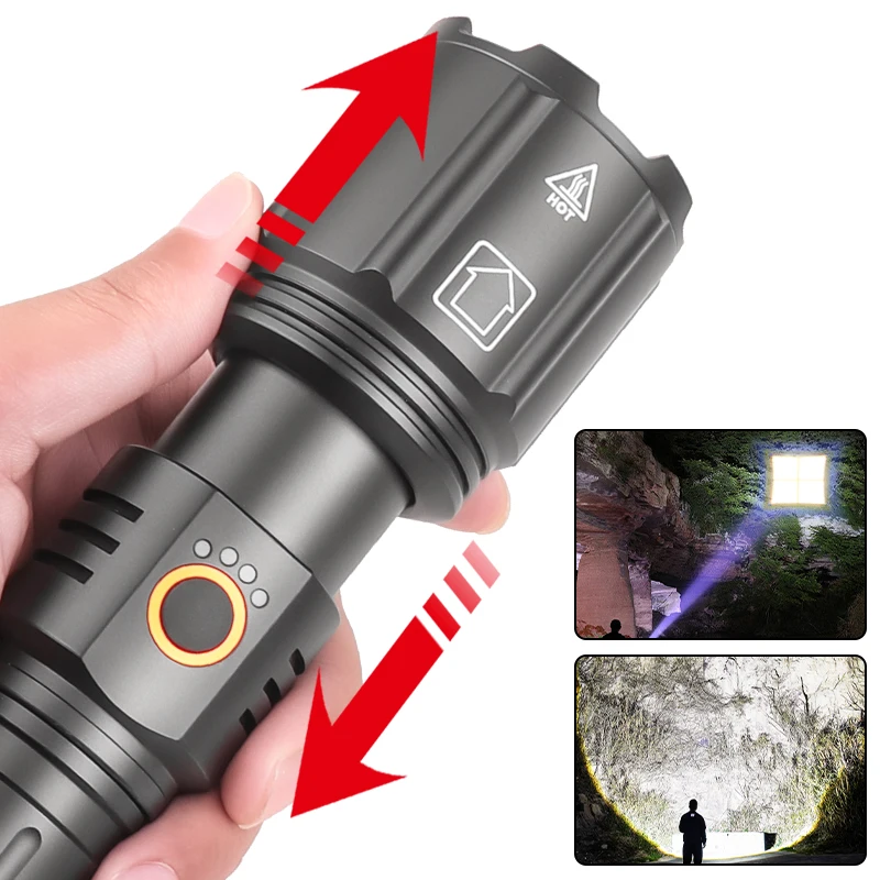 Rechargeable Tactical Flashlights High Lumens Torch Lights Zoomable Waterproof Flash Lights for Camping Hiking