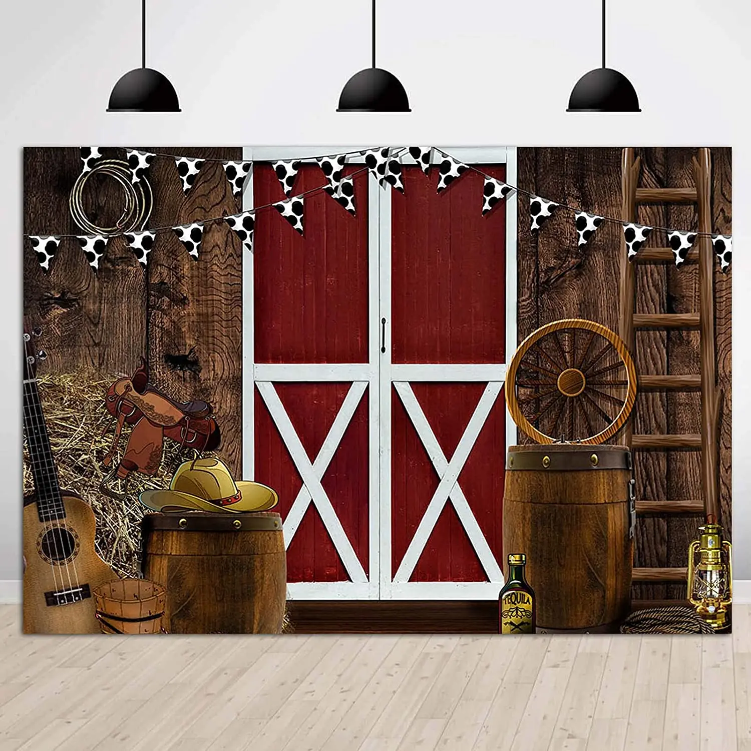 Vinyl 7x5ft Western Backdrop for Photography Photoshoot Supplies Farmhouse Barn Door West Cowboy Scene Photo Background Kids
