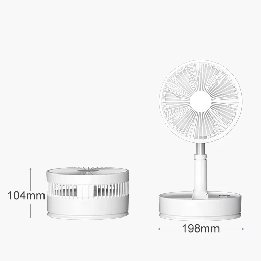 Rechargeable Desktop Four Gears Wind Speed Portable Air Cooling Fan Low Noise Portable Folding Storage 7200mAh Floor Stand Fan