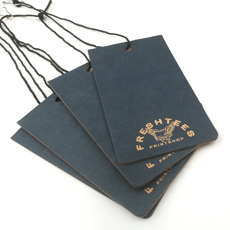 Wholesale Price Printed Brand Name Logos Custom Garment Accessories Recycled Vintage Kraft Paper Hanger Swing Hang Tags