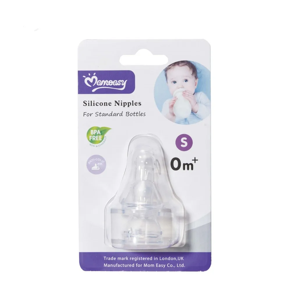 Classic BPA-Free Silicone Slow Flow Nipples, Anti Colic Baby Bottle Nipples Pack of 2