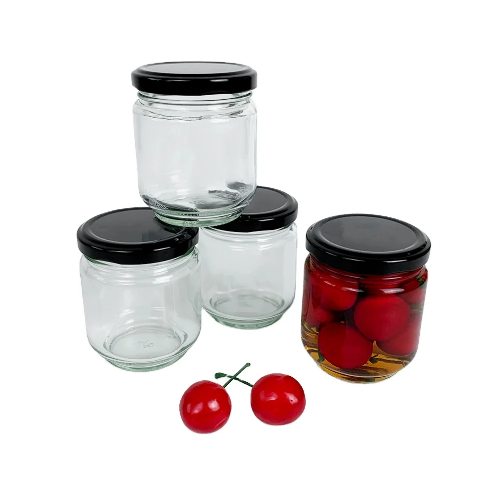 Glass jars with lids 50ml 80ml 100ml 150ml 200ml 280ml 500m 730ml square glass Jars with Black metal Lids For Storage Food Honey