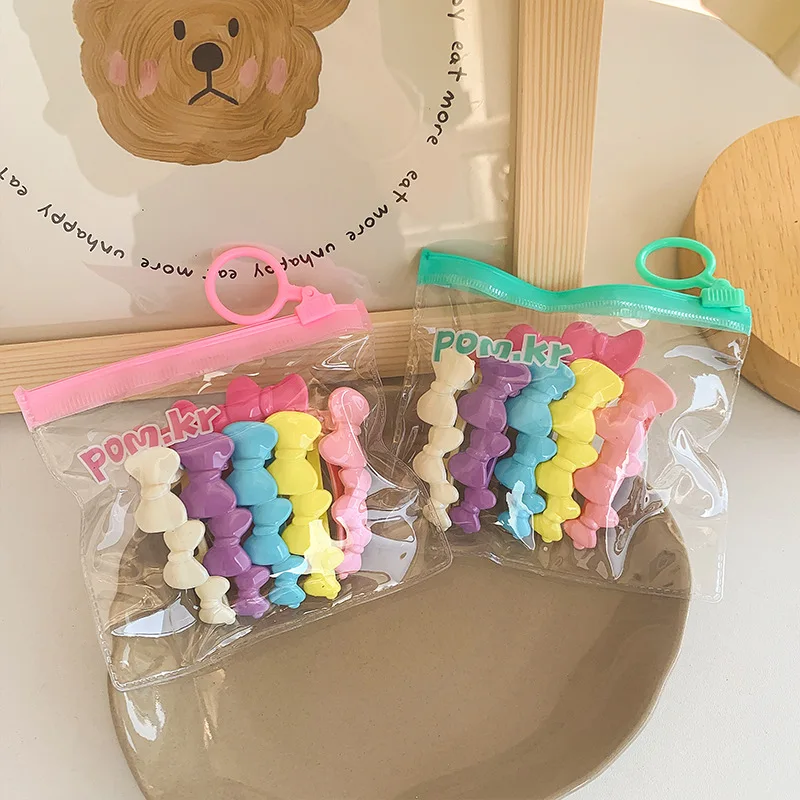 Wholesale Plastic Alligator Hair Sectioning Clips candy color hair bow with elastic band plastic hair bow