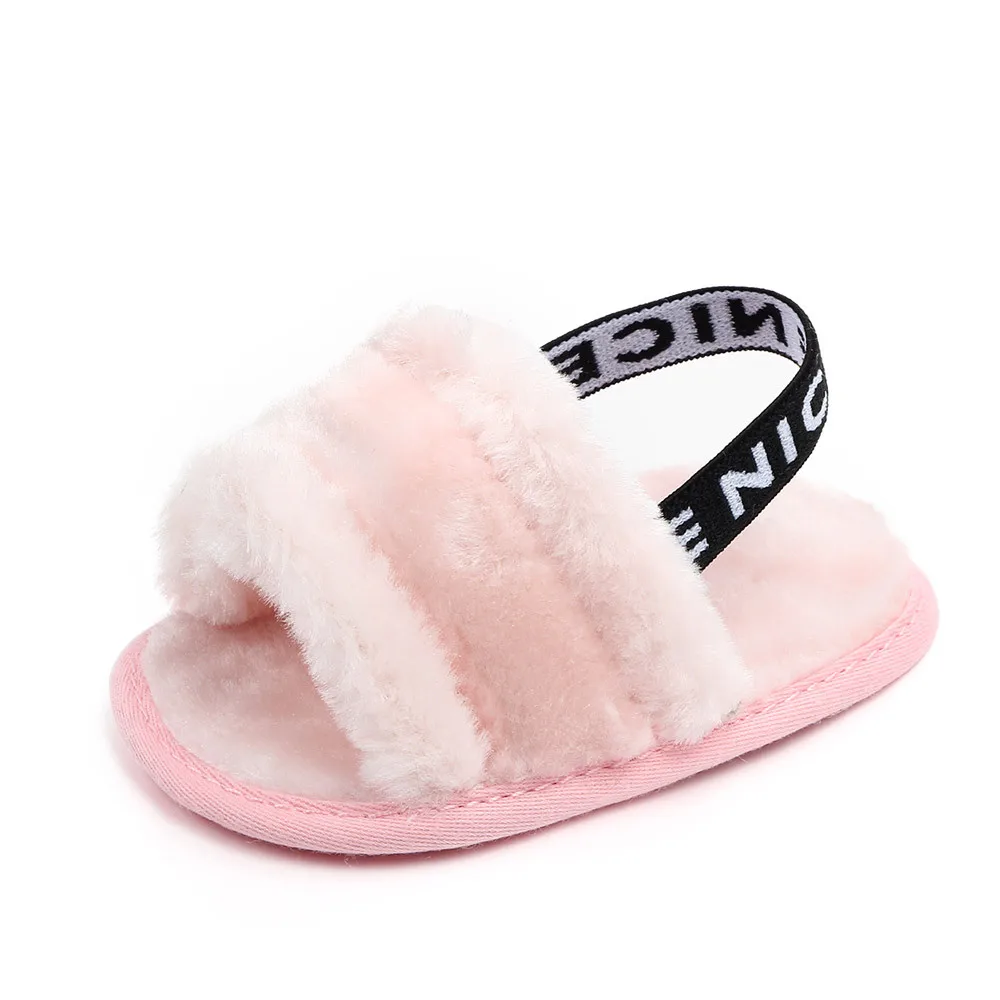 New Plush Soft Bottom Breathable 0-18 Months Elastic Band Sandals For Baby Girl