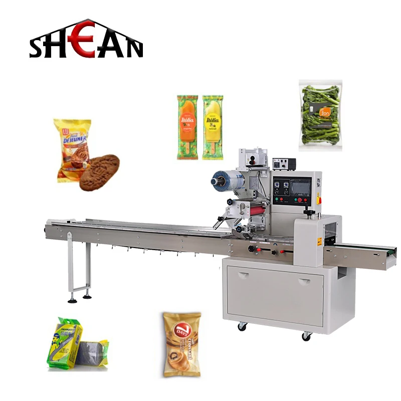 Automatic biscuits cake bread candy Cookies Chocolate Bar Flow pillow Packaging machine
