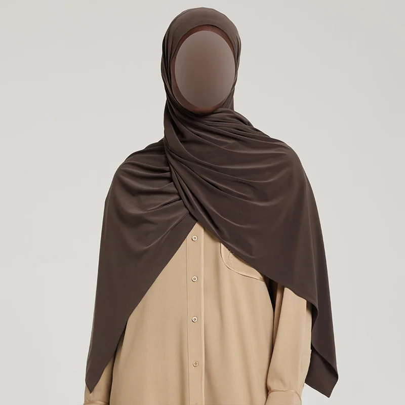 Custom Pack Satin Linen Stretch Fabric Suede Premium Head Jersey Scarf Muslim Hijab for Women with Edge