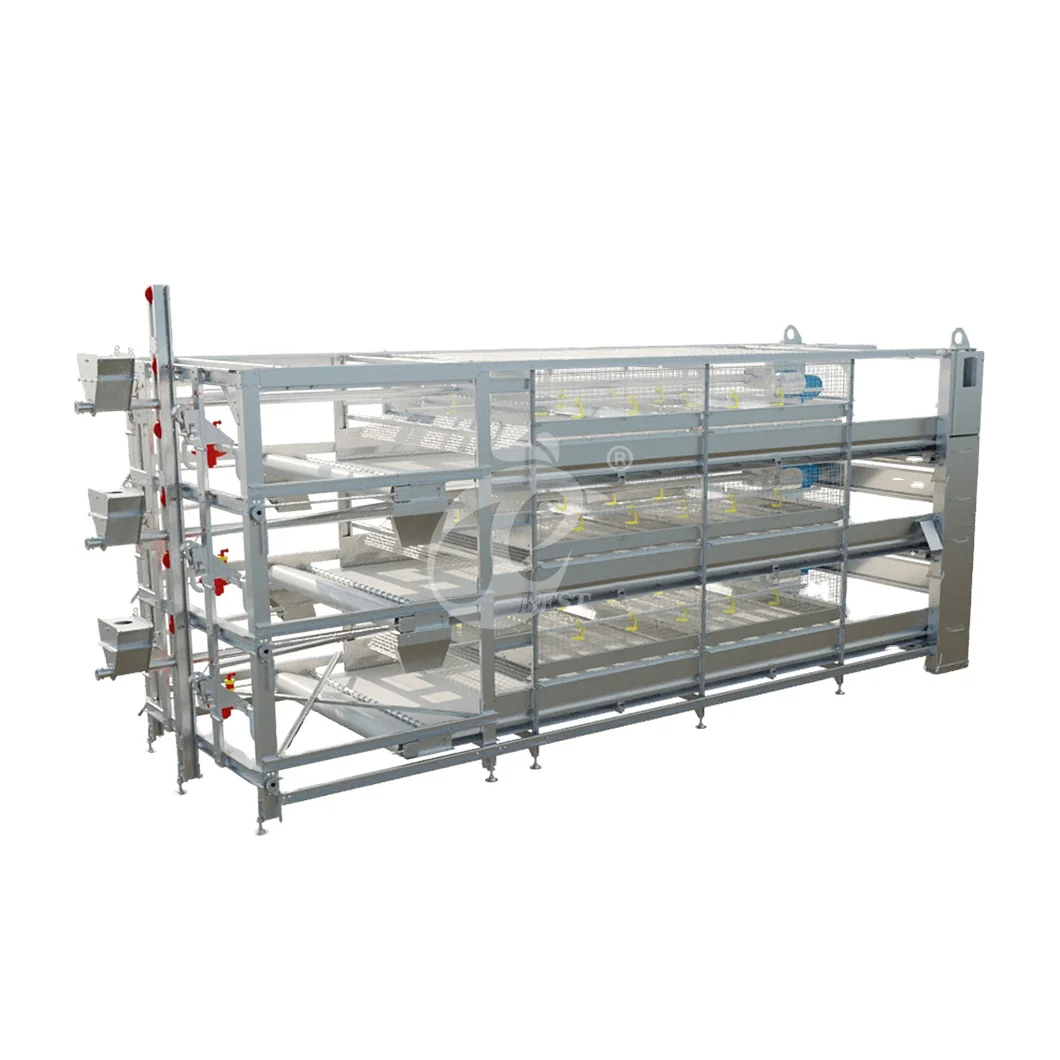 China Red Chicken Coop H Frame Automatic Boriler Cages Supplier ODM Custom Type 3 Broiler Chicken Cage Automatic