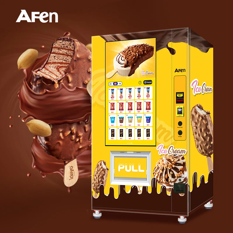 Afen Cooling System Frozen Vending Machine Dumpling Meat Ice Cream Milk Vending Machine With Coin Cashless Payment system