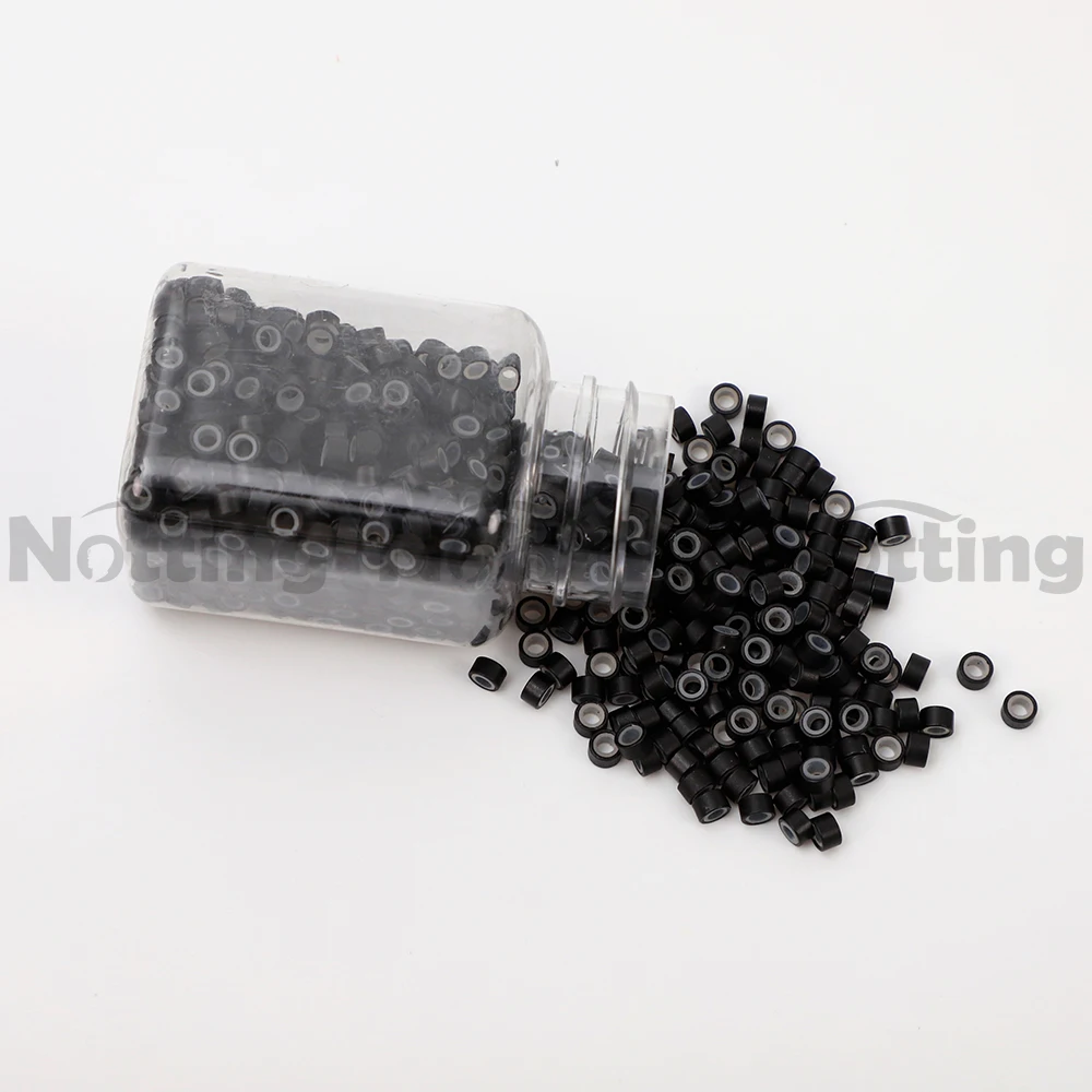 high quality customizable 5.0*3.0*3.0mm wholesales aluminum silicone lined tube micro rings connectors beads  micro rings beads