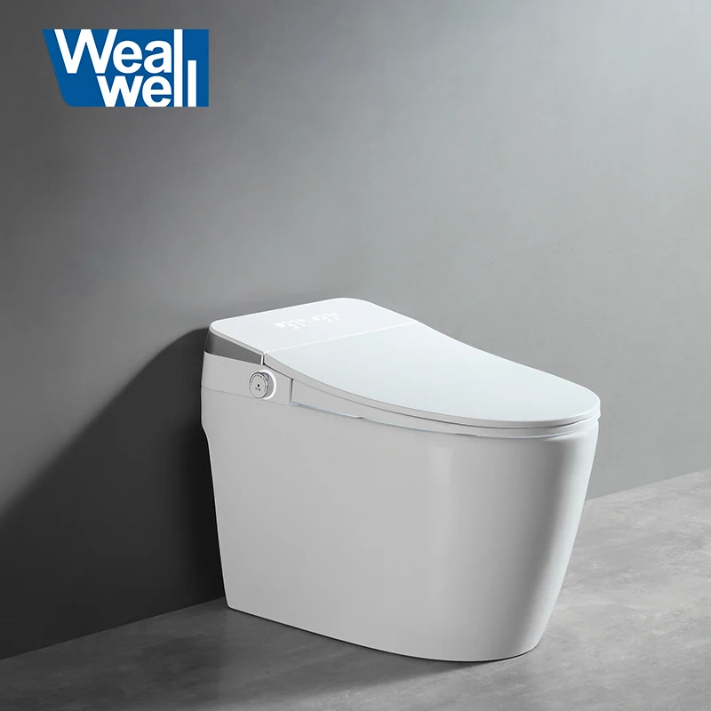 Wealwell Automatic Flush Ultra Thin Cover With Screen Display Seating Sensor Smart Toilet