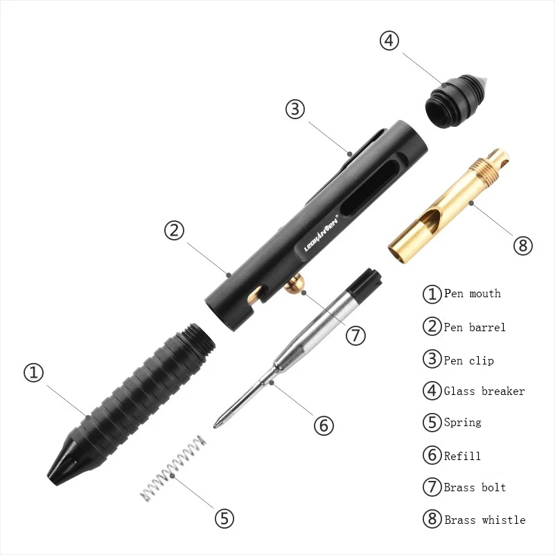 Заводская распродажа, индивидуальный логотип, инструмент для самозащиты, уличная ручка для выживания, болт, тактическая ручка для письма, Разрушителя стекла