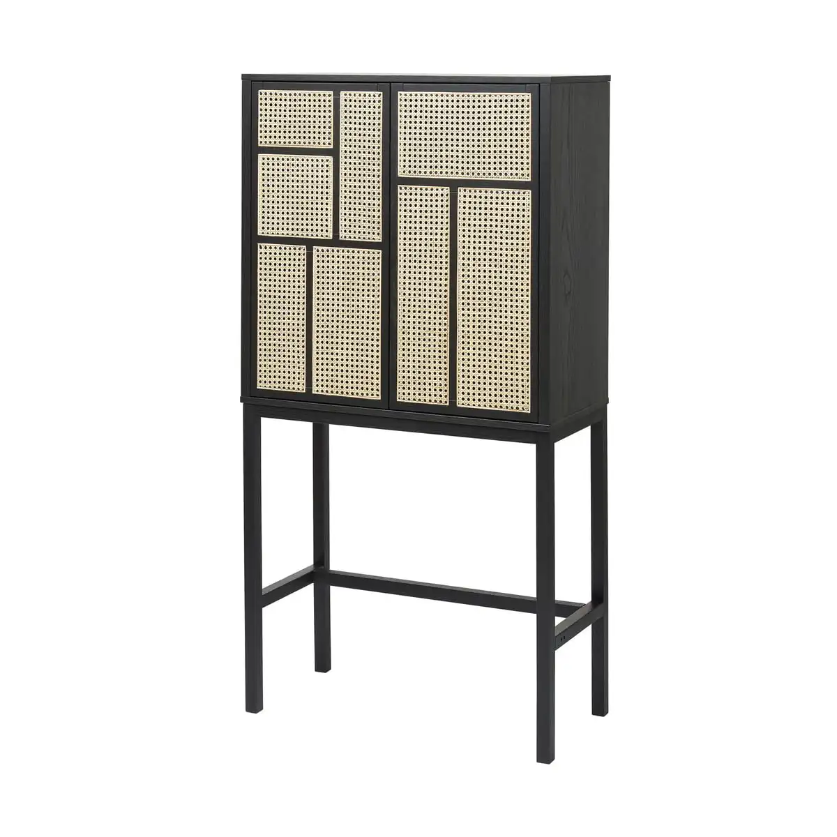 Factory Wholesale Nordic 2 Rattan Cane Door Solid Wood Living Room Italian Modern Storage Cabinet