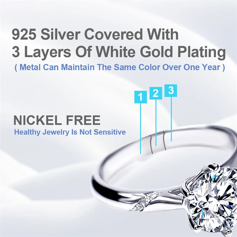 USA stock dropshipping 1ct 925 silver 18k gold plated fashion jewelry women vvs moissanite wedding rings