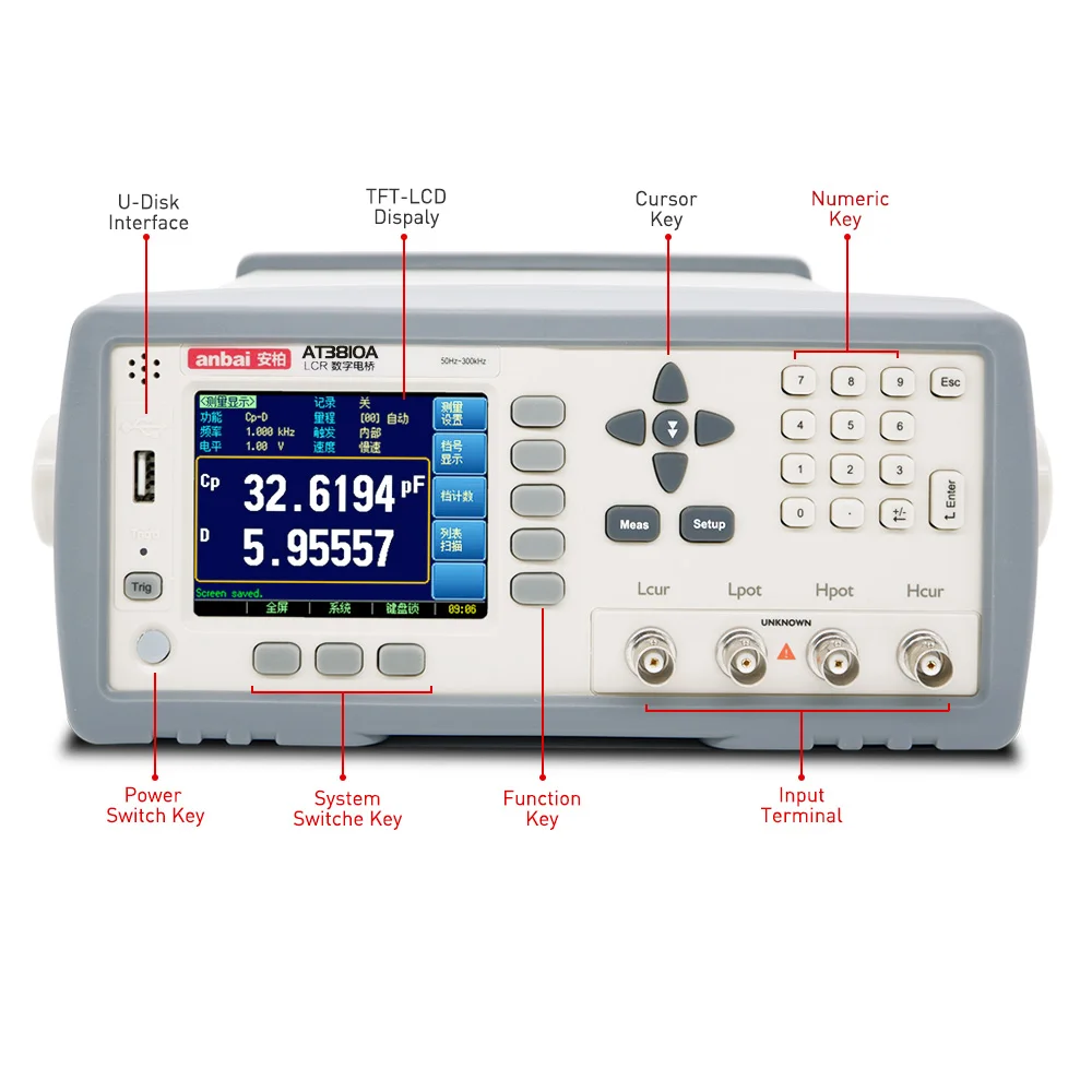 AT3810A,Precision LCR meter 20KHZ with comparator sweeping for component