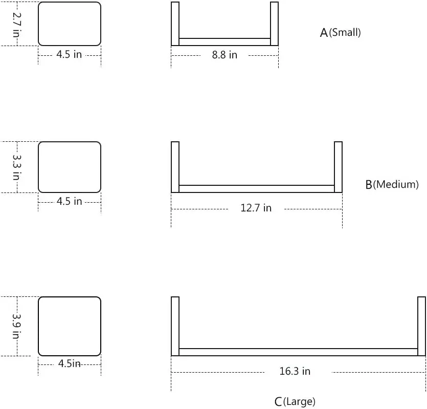 Rustic Wood U Shaped Floating Shelves Wall Mounted Set of 3 Modern 3 Floating Shelves