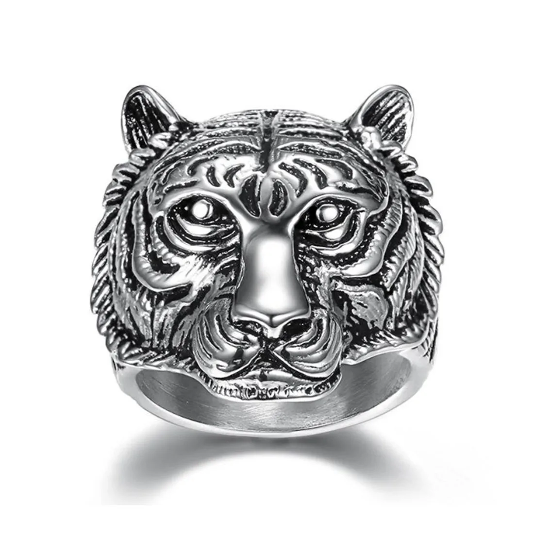 factory custom hip hop wholesale Hot sale stainless steel tiger championship ring for Collectible  big rings style for men