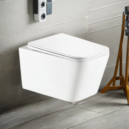 Modern Square Rimless Sanitary Ware Toilet Wc With CE Certificate Wall Hung Toilet With UF Slow Close Toilet Seat