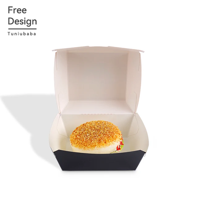 Custom Logo Wholesale Colorful Crazy French Fries Fast Food Grade Takeaway Hamburger Burger Box Packaging