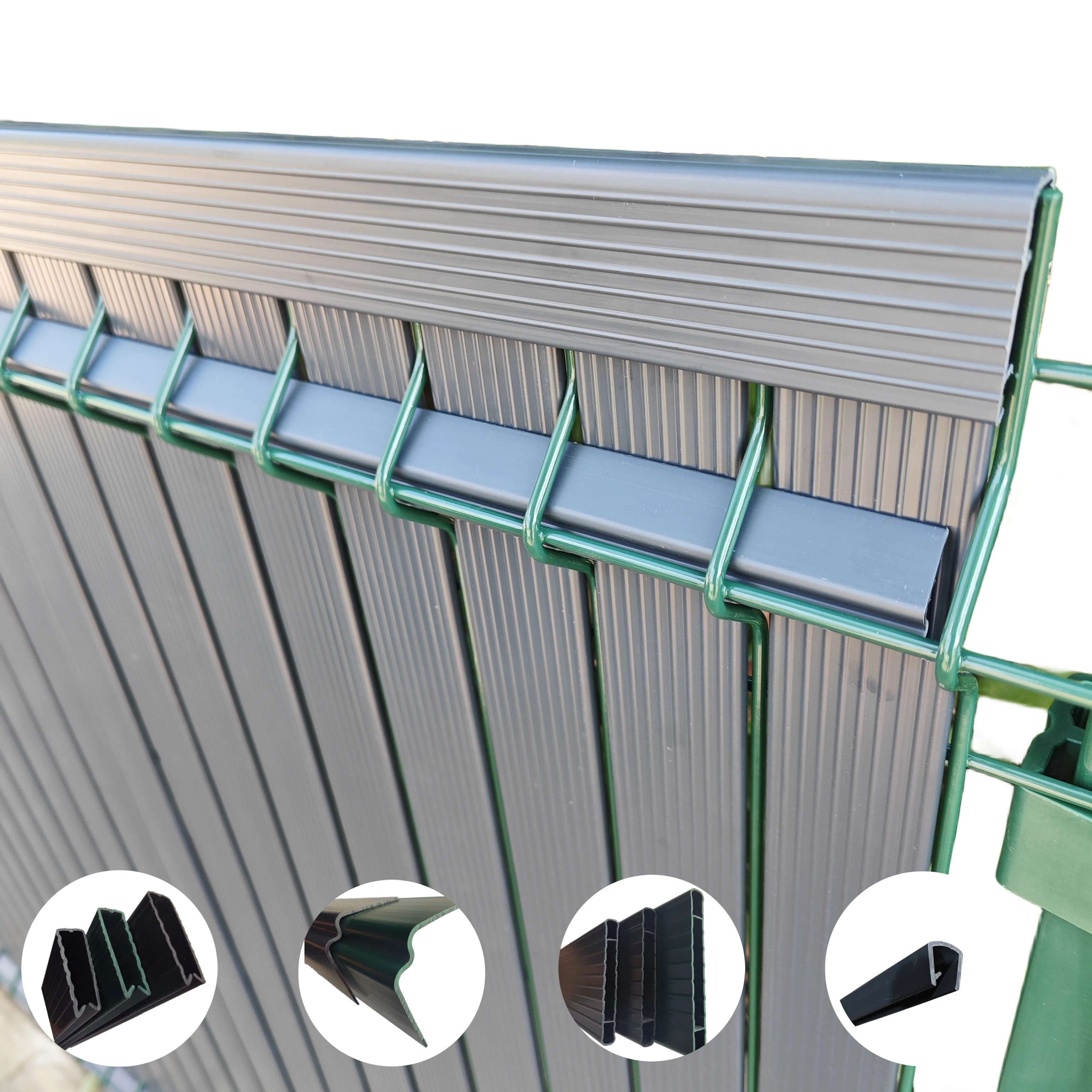 Antil-UV Vertical Strip 3D Garden Fence Panels Occult Kit 6ft Dark Grey Chain Link PVC Rigid Fence Privacy Slats For decor fence