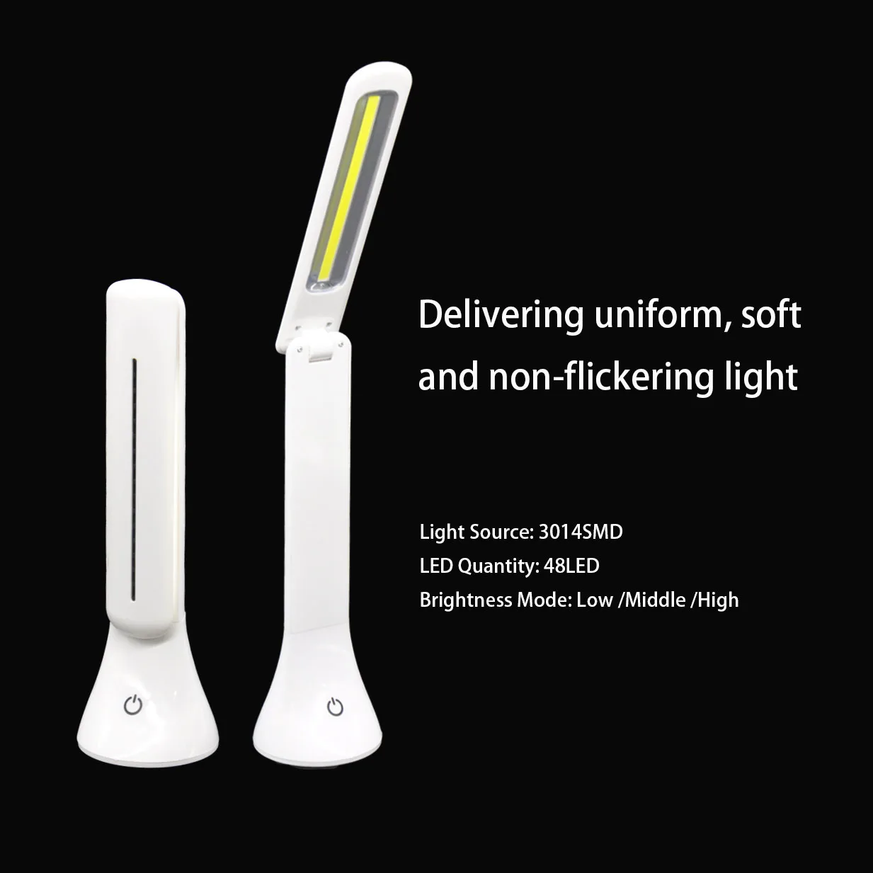 Modern LED Desk Lamp with Night Light Foldable Bed Reading Book Lamp USB Power White Shade PC Body Mini Size for Office Use