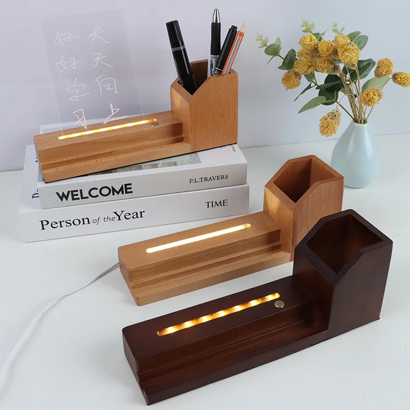 smart colorful night light wooden base for  kids bedroom touch switch built in battery wooden lamp led mood lamp