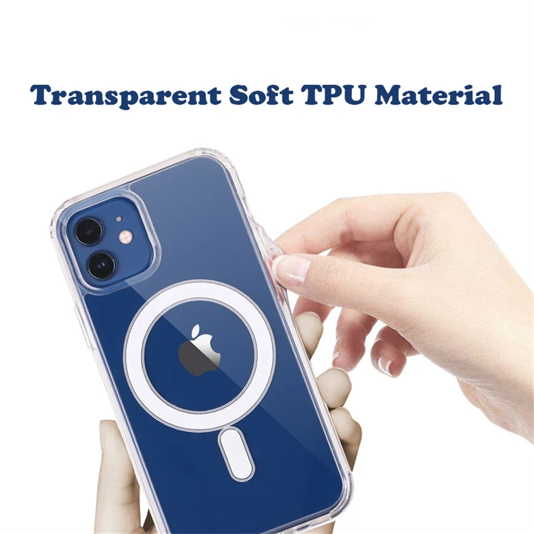 Magnetic Transparent Custom Logo Soft Back Magnet Clear TPU PC Mobile Phone Cover 13