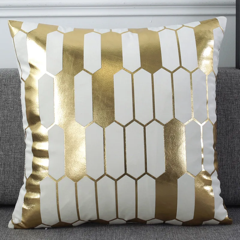 Wholesale Pillow Cover Luxury Sofa Pillow Case Nordic Velvet Geometry Gold foil Cushion Cover Home Decor