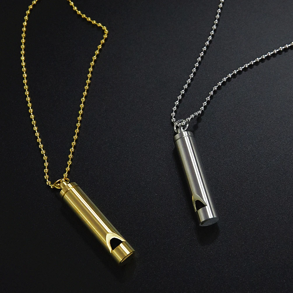 Alin Stainless Steel Stock Anti Anxiety Gold And Silver Necklace Whistle Anxiety Meditation Healing Pendant