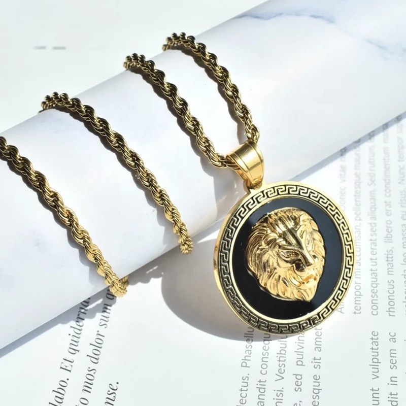 MECYLIFE Acero Inoxidable Joyeria 3D Men Hiphop Jewelry Necklace Zircon Eye Fashion Lion Head Pendant Necklace
