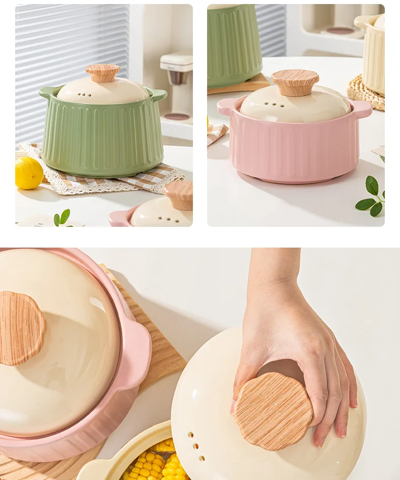 Hot Sale  Wholesale  White Ceramic Soup Pot Colorful Private Cookware Soup Pot and Bowl Set