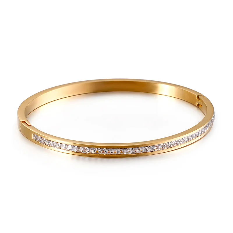 LOYALTY High quality gold bangles Fashion Stainless Steel Jewelry Gold Women Bulk Diamond Bracelets Bangles