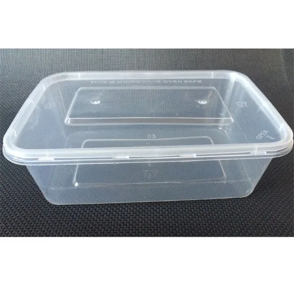 BPA free 750ml disposable microwave clear pp plastic rectangular food container with lid