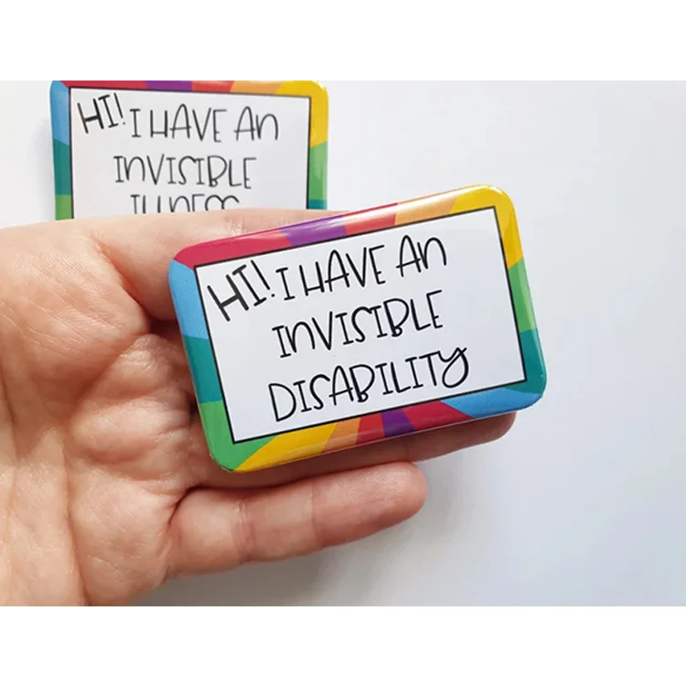 Custom Metal Heart Shape Chronic Illness Promotional Pin Button Badge