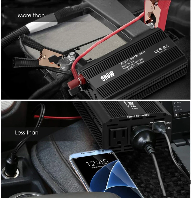 Автомобильный инвертор с двумя usb-портами, 500 Вт, от 12 В до 220 В переменного тока, 220 В