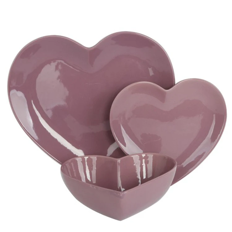 Home.Restaurant.Bar.Hotel.Wedding China dinner tableware solid stoneware heart shape 18pcs ceramic dinnerware set