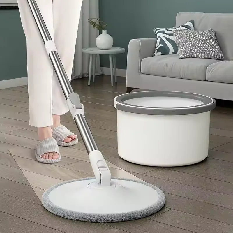 Magic Spin Mop Bucket Set Clean Dirty Water Separation Round Flat Mop with Retractable Handle 360 Degree Rotating Floor Mop