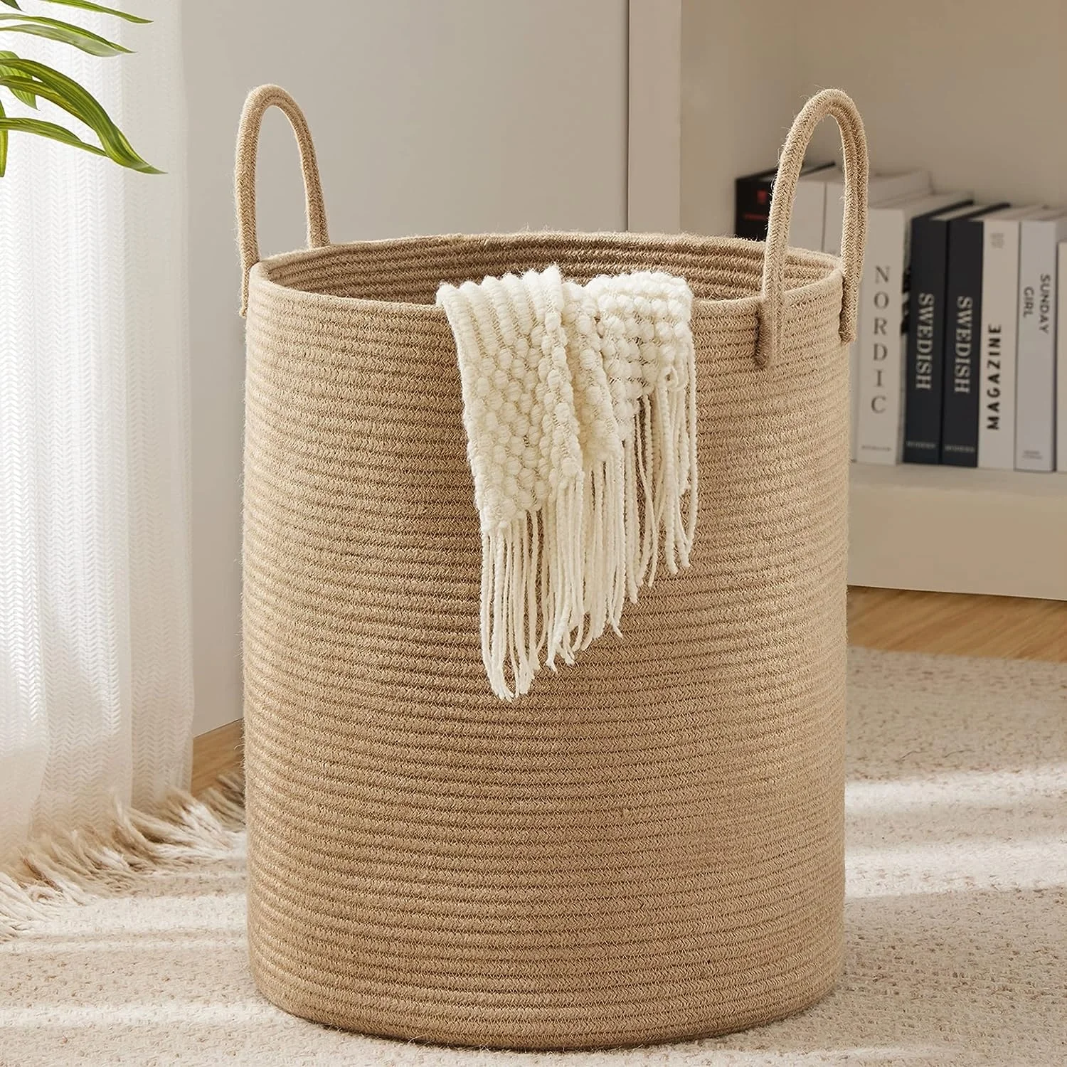 free samples 100% natural cotton rope basket baby foldable storage boxes laundry storage basket
