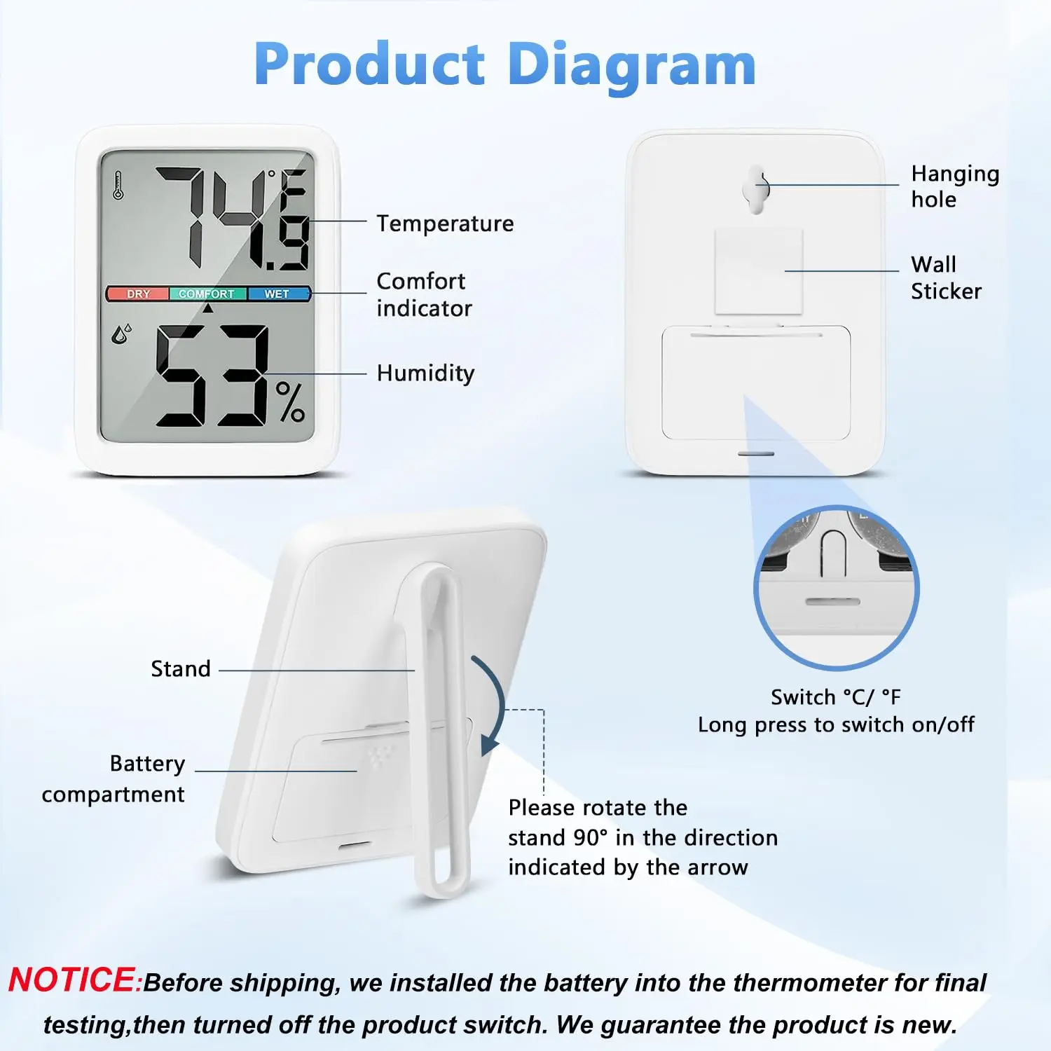 Simple Home Electronic Digital Hygrometer Home Temperature And Humidity Indoor Hygrometer Thermometer