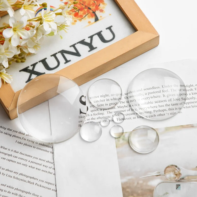 Round Clear Glass Cabochons Premium Round Domed Top Glass Cabs Transparent Magnifying Clear Glass for Pendants