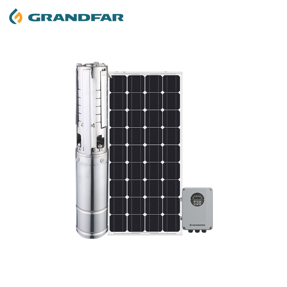 Grandfar 4SSP 1100W 1.5HP Solar Panels Stainless Steel Submersible Water Pump Solar Pump Solar Water Pump