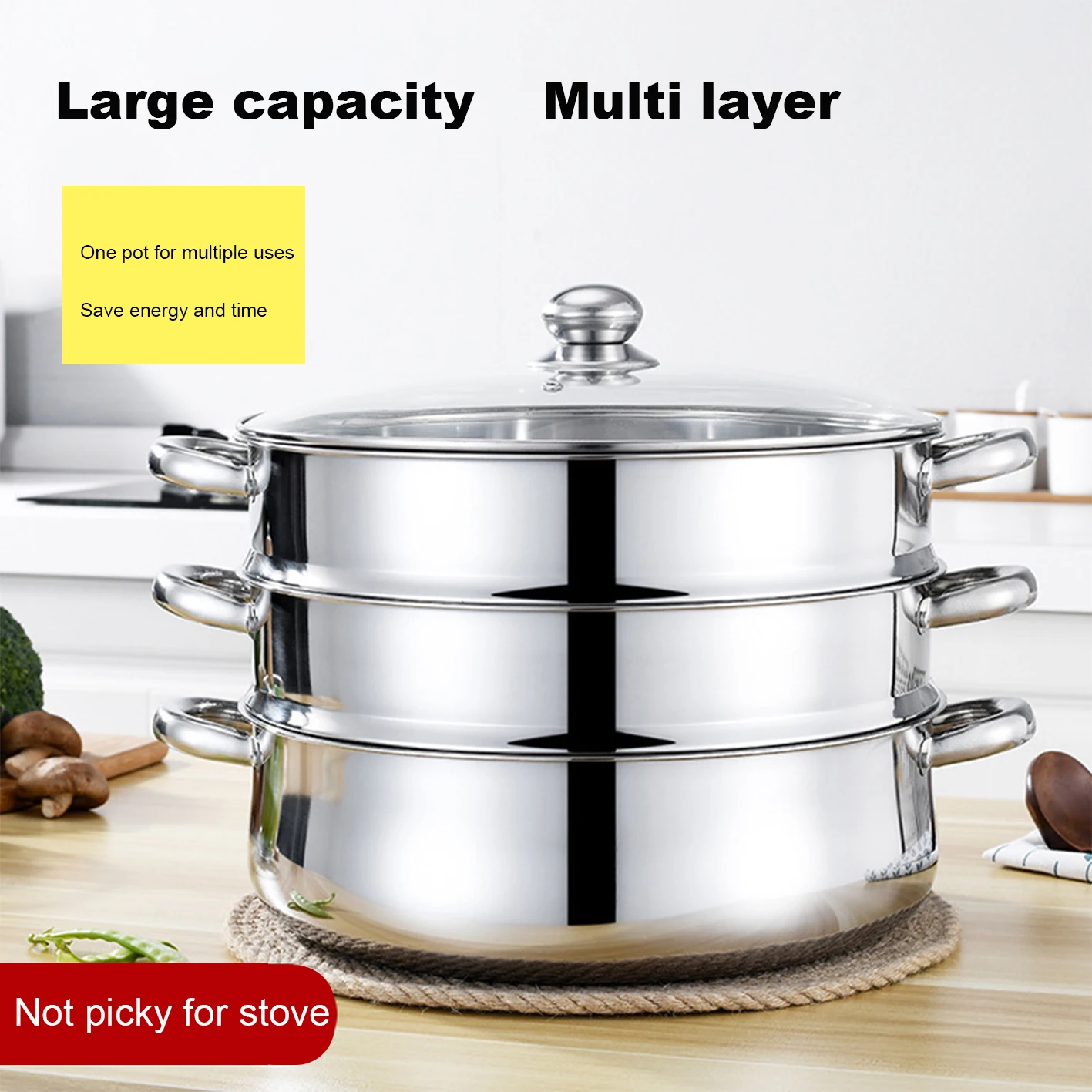 Ideal for Commercial Use Stainless Steel Pot High Efficiency Quick Steamer Pot Fast and Even Cooking Quick Steamer Pot