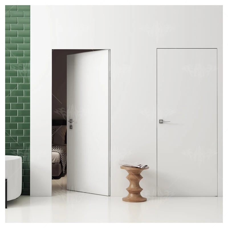 China top Manufacturers High-end minimalism room interior flush slab paint solid wood Invisible door custom hidden murphy door