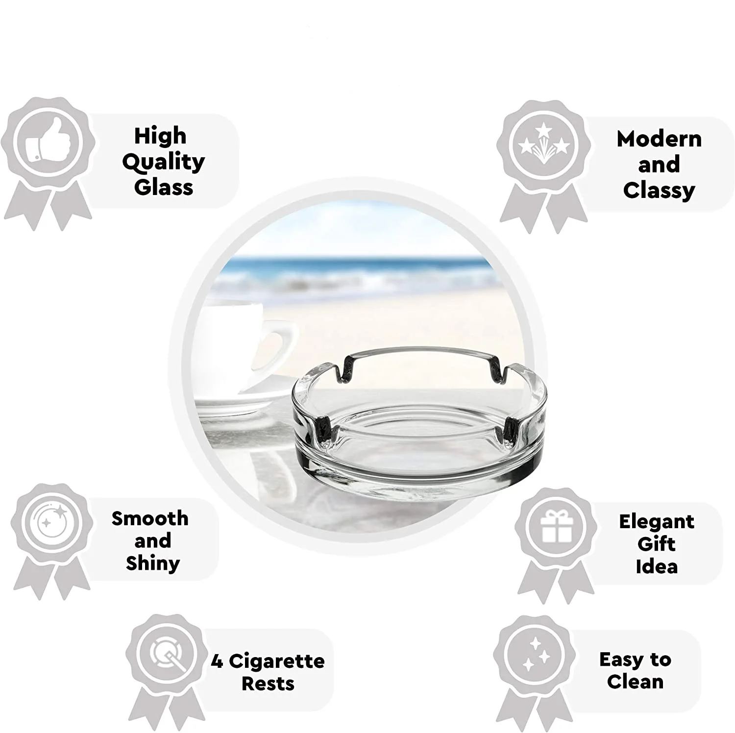 Glass Ashtrays, Round Ash Tray Whiskey Tray Clear Wooden Custom Qingdao Carton CLASSIC for Home Office 5000pcs Smoking Glass