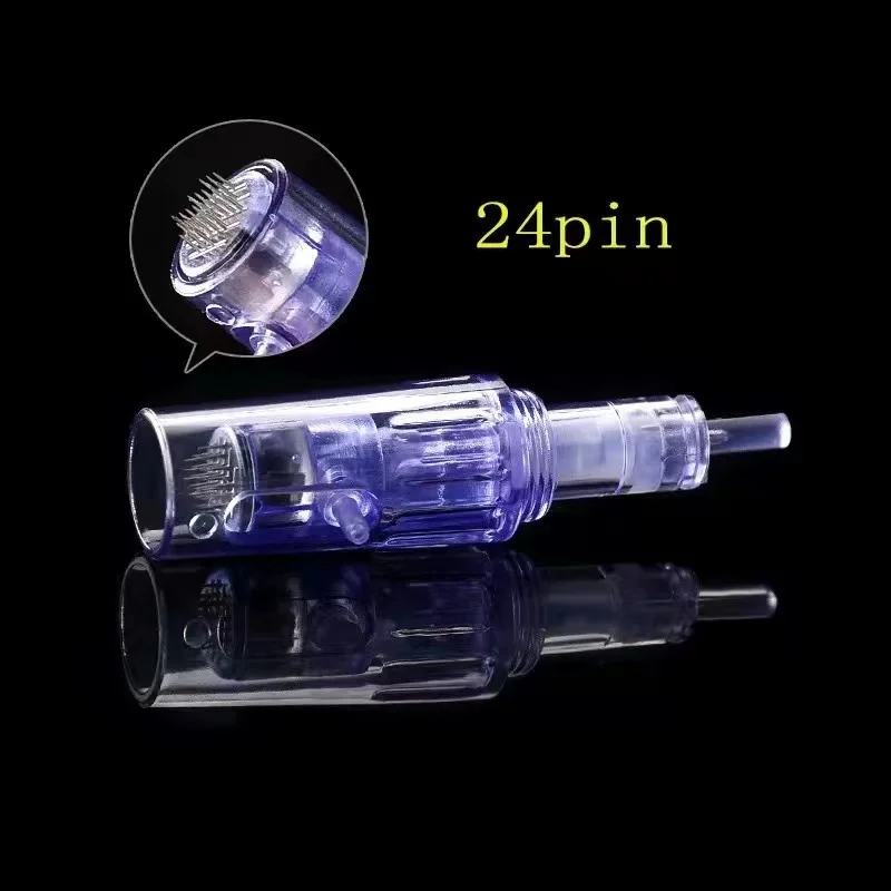 Crystal Blue Microneedle Screw Cartridge Replacement Pen Micro Needle 12 Pin/36 Pin /42 Pin/nano Tattoo Needles for Derma 3mm