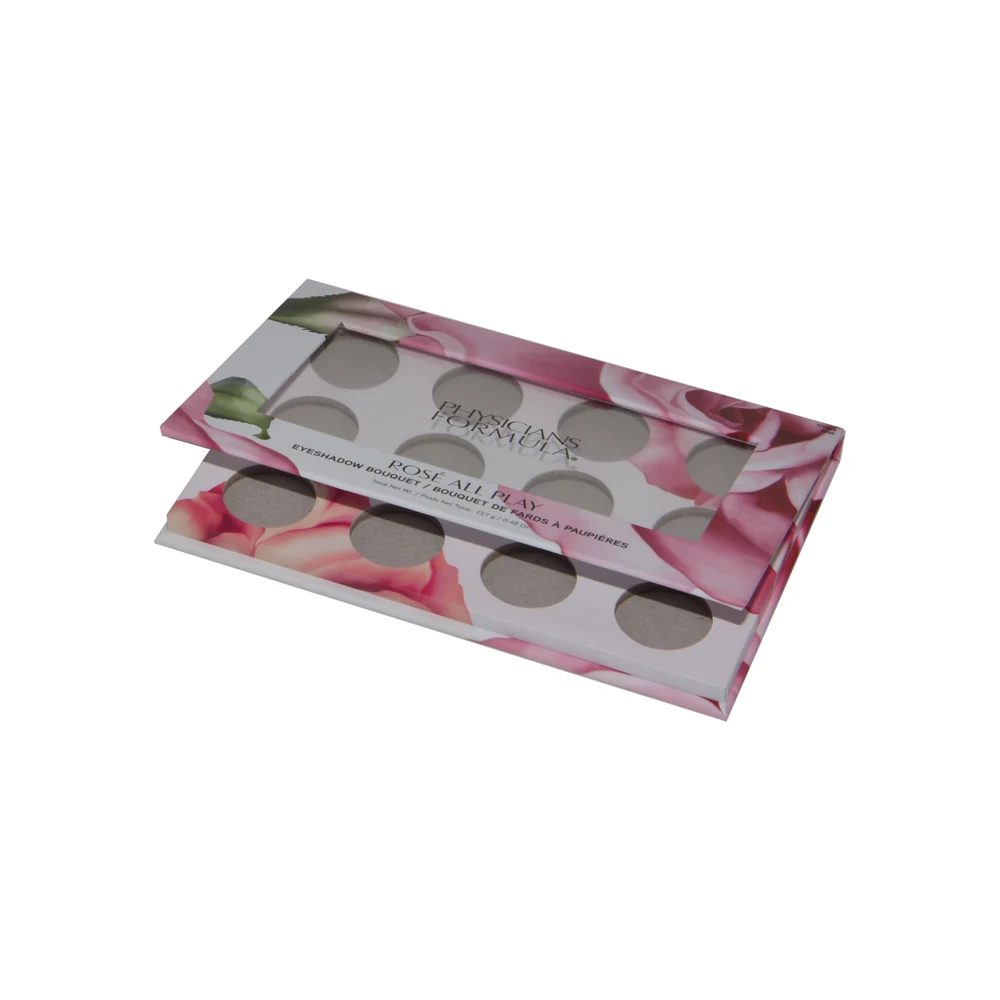 Magnetic Catch Eco Friendly Paper Cardboard Empty Makeup Cosmetic Packaging 12 Color Eyeshadow Palettes with Clear PVC Window